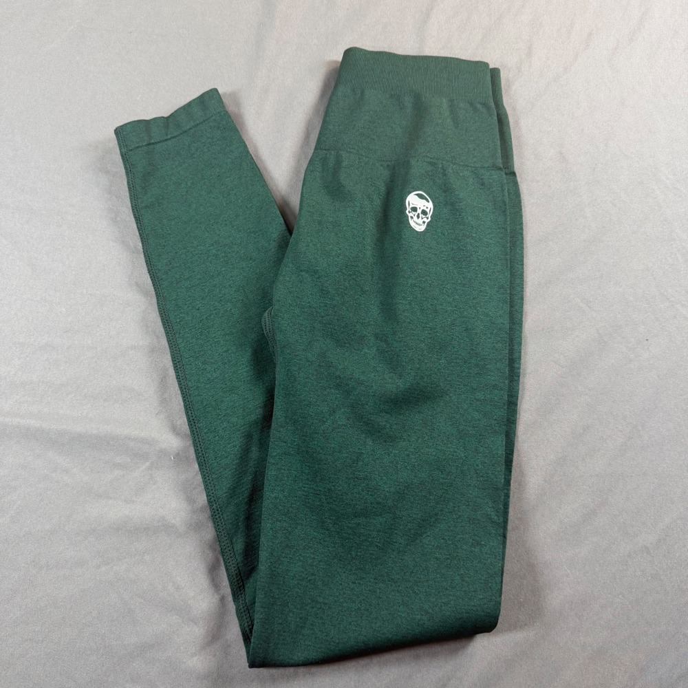 Gymreapers Womens Seamless Scrunch Butt Leggings Forest Green Heather Small